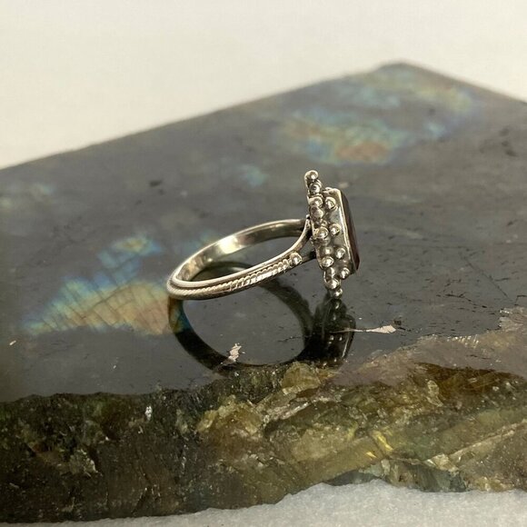 Sterling Silver 925 Bezel Set Marquise Amethyst Solitaire Ring Sz 5 - Picture 5 of 16